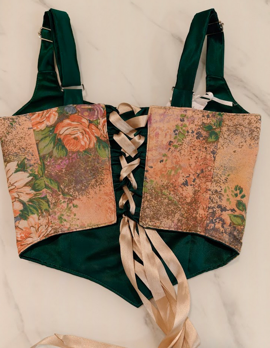 Flowers & Green - Reversible Corset Top - Sample Sale - XS-S