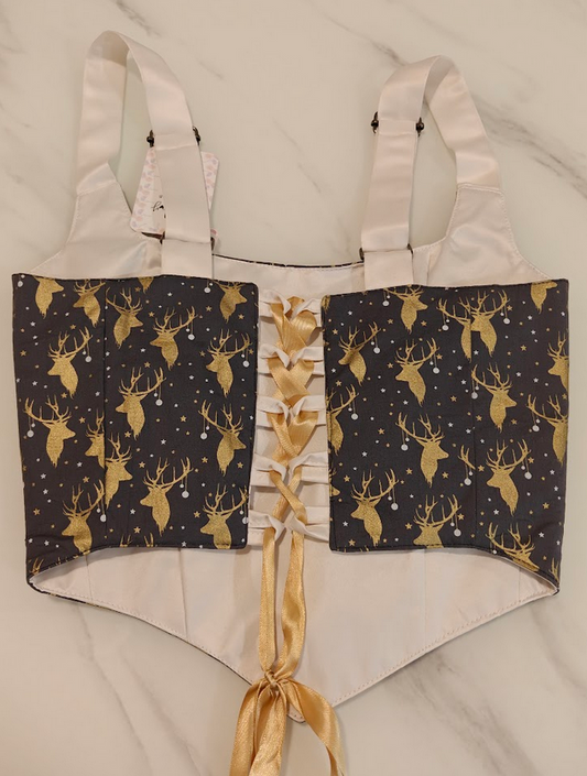 Reindeer Pattern - Reversible Corset Top - Sample Sale - S-M