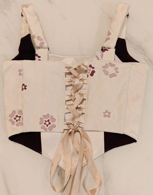 White & Red Reversible Corset Top - Sample Sale - XS-S