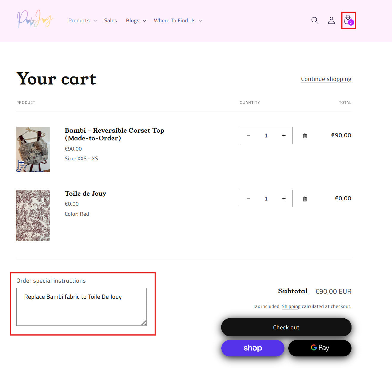Add message in Cart
