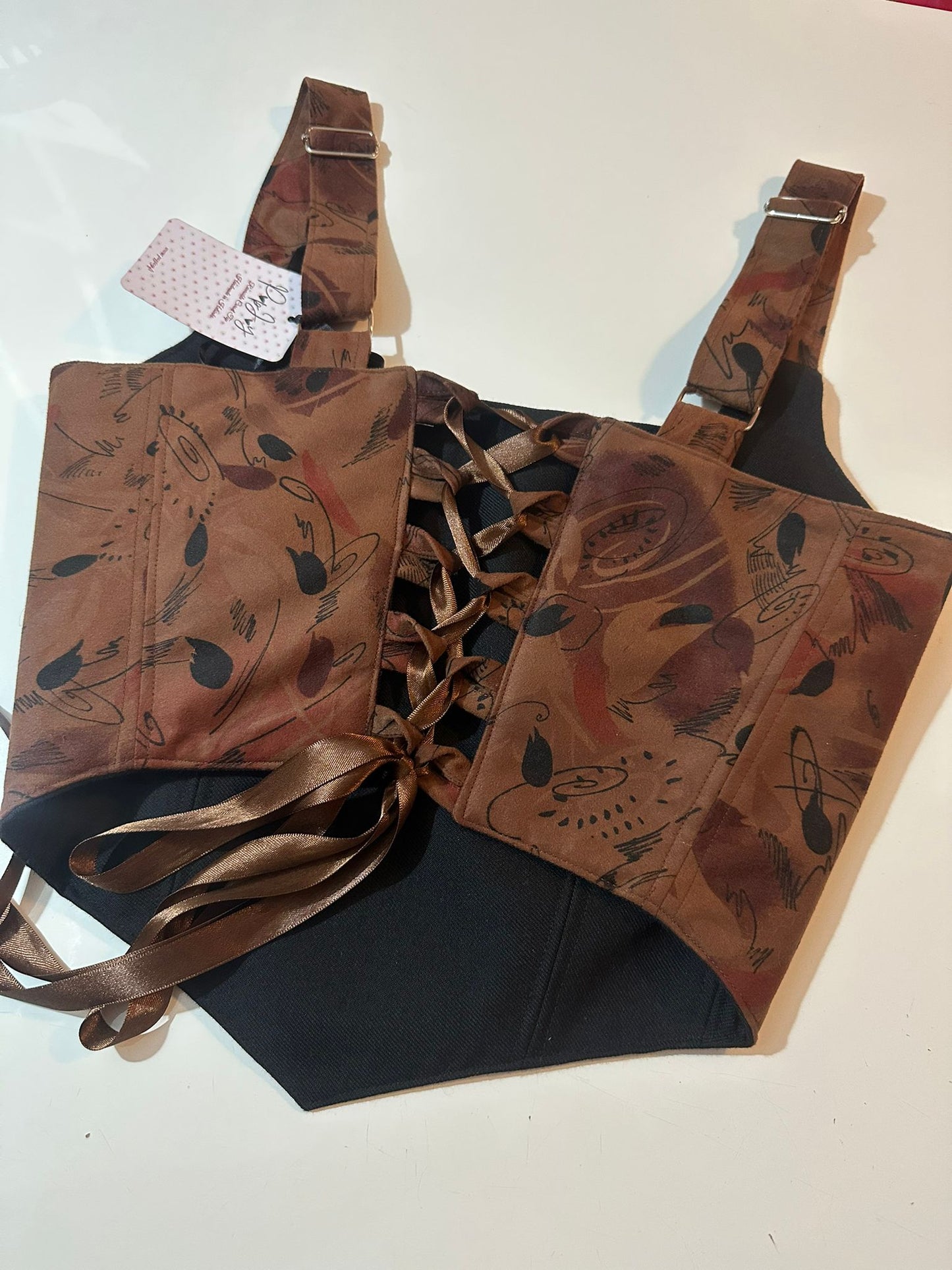 Abstract & Dark Blue - Reversible Corset Top - Sample Sale - S-M