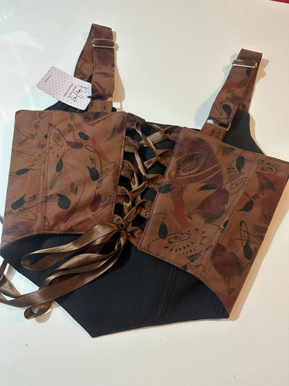 Abstract & Dark Blue - Reversible Corset Top - Sample Sale - S-M
