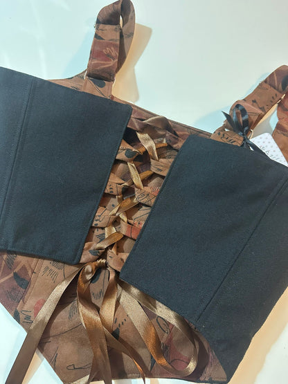 Abstract & Dark Blue - Reversible Corset Top - Sample Sale - S-M