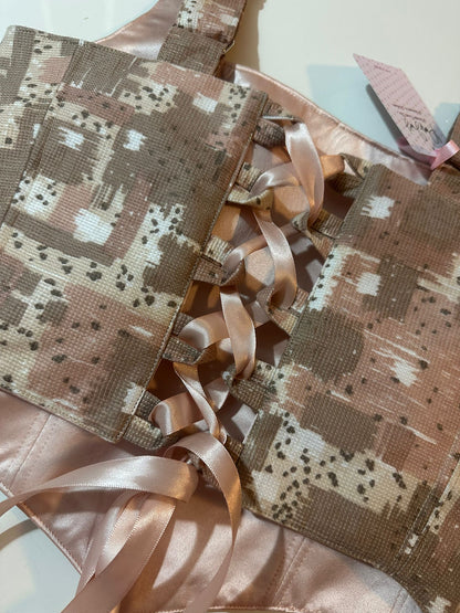 Abstract & Dusk Pink - Reversible Corset Top - Sample Sale - S-M