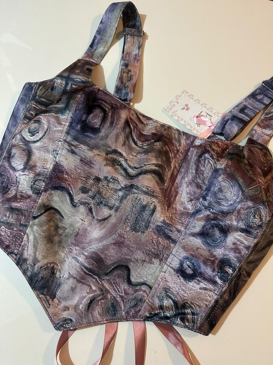Abstract & Purple - Reversible Corset Top - Sample Sale - M-L
