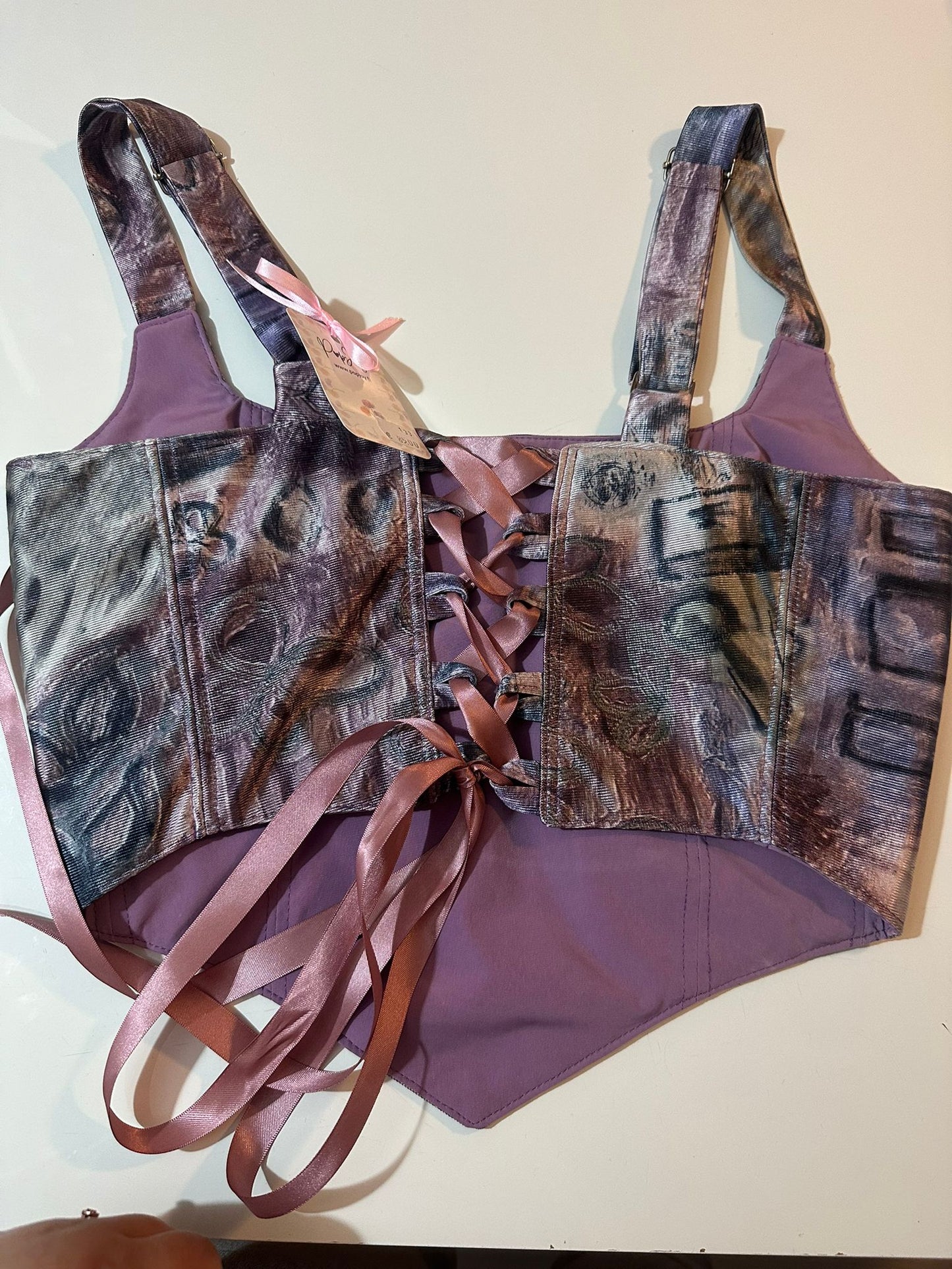 Abstract & Purple - Reversible Corset Top - Sample Sale - M-L