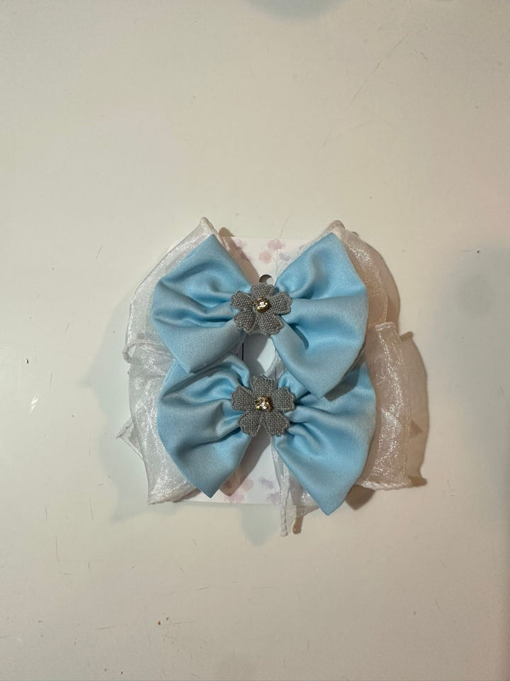Blue Set - Pair Bow Clip — handmade hair accessory by PopJoy, Helsinki