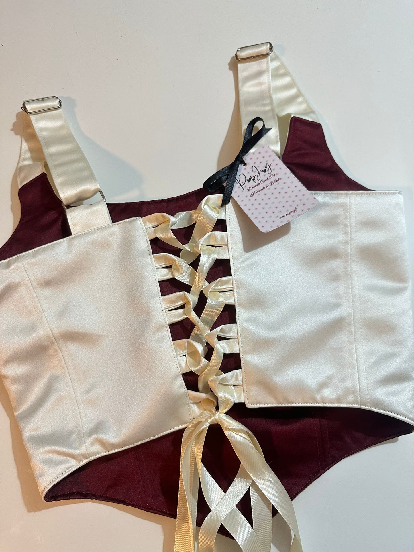 Beige & Wine Red - Reversible Corset Top - Sample Sale - S-M