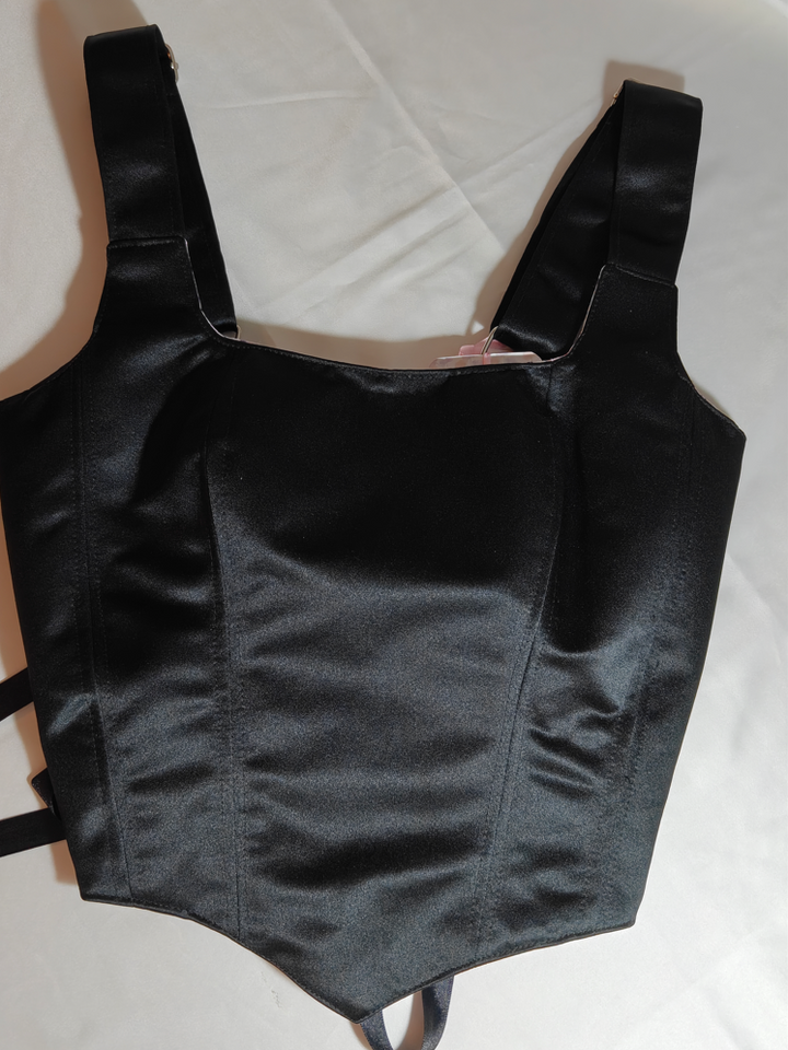 Black &amp; Anime pattern - Reversible Corset Top - Sample Sale - XXS-XS