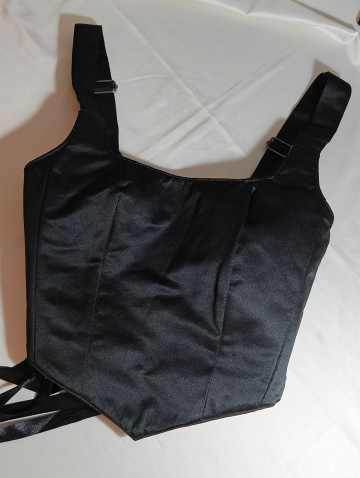 Black &amp; Christmas pattern - Reversible Corset Top - Sample Sale - XS-S