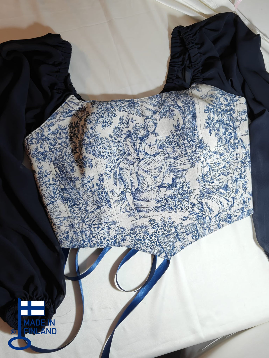 Blue Jolie - Reversible Corset Top - Long Sleeves (Made-to-Order) — made in Finland — view 1