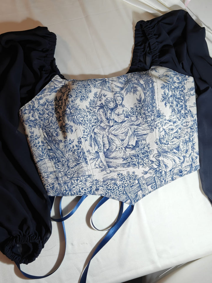 Blue Jolie - Reversible Corset Top - Long Sleeves (Made-to-Order)