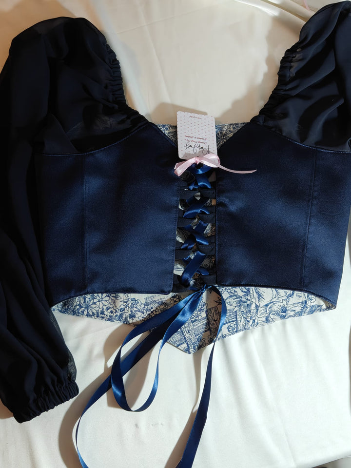 Blue Jolie - Reversible Corset Top - Long Sleeves (Made-to-Order)