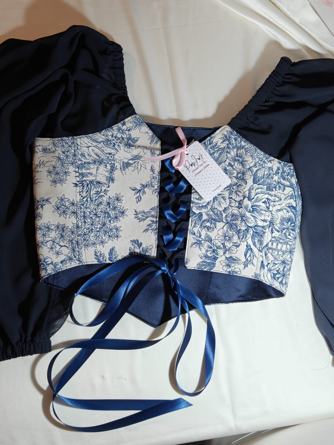 Blue Jolie - Reversible Corset Top - Long Sleeves (Made-to-Order)