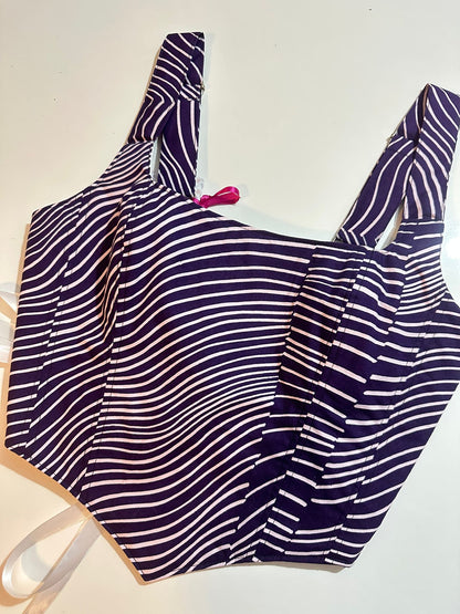 Purple & White Stripes - Reversible Corset Top - Sample Sale - S-M