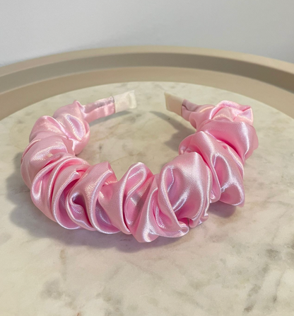 Bright pink thick scrunchy headband1