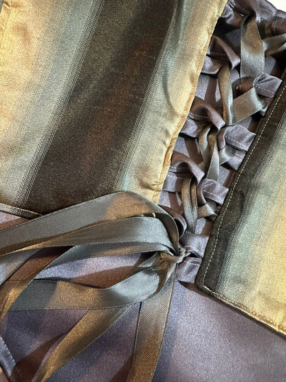 Bronze & Dark Blue - Reversible Corset Top - Sample Sale - M-L