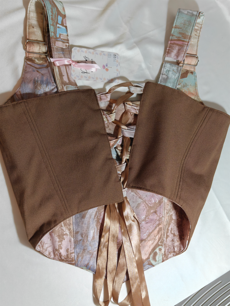 Brown &amp; Abstract - Reversible Corset Top - Sample Sale - S-M