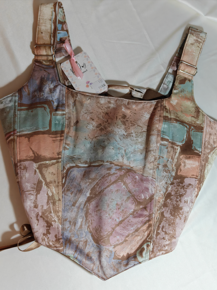Brown &amp; Abstract - Reversible Corset Top - Sample Sale - S-M