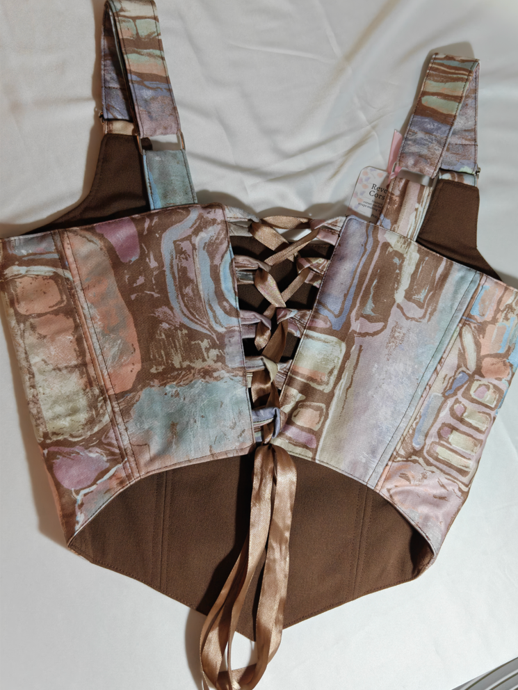 Brown &amp; Abstract - Reversible Corset Top - Sample Sale - S-M