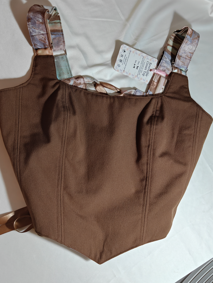 Brown &amp; Abstract - Reversible Corset Top - Sample Sale - S-M