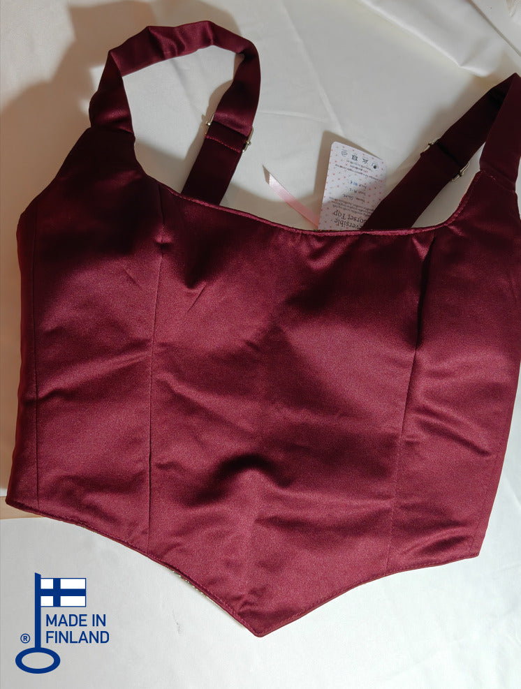 Christmas pattern &amp; Wine Red - Reversible Corset Top - Sample Sale - M-L — made in Finland — view 3