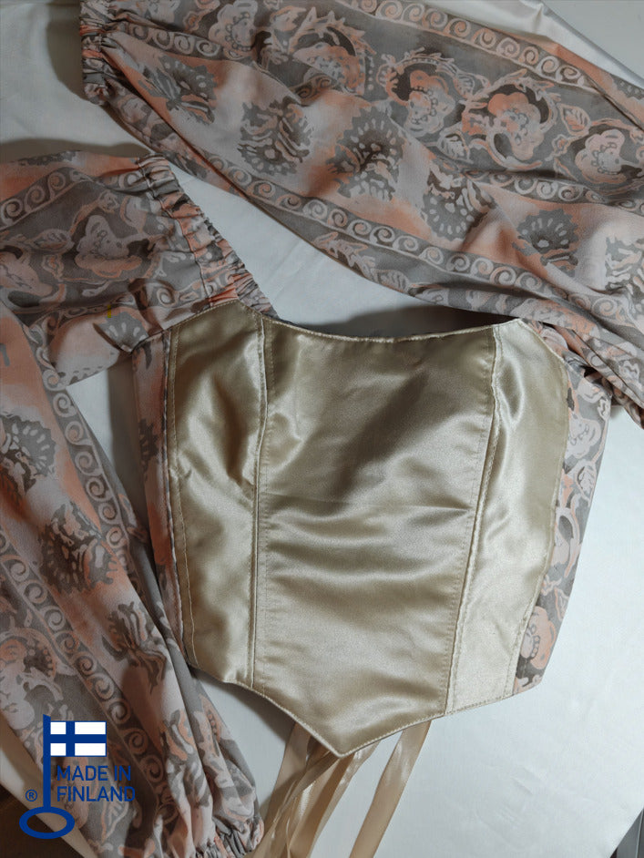 Cream & Grey with sleeves - Reversible Corset Top - Sample Sale — made in Finland — view 1