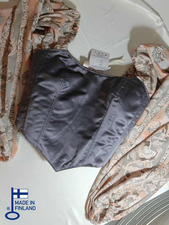 Cream &amp; Grey with sleeves - Reversible Corset Top - Sample Sale — made in Finland — view 3