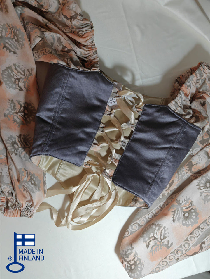 Cream &amp; Grey with sleeves - Reversible Corset Top - Sample Sale — made in Finland — view 4