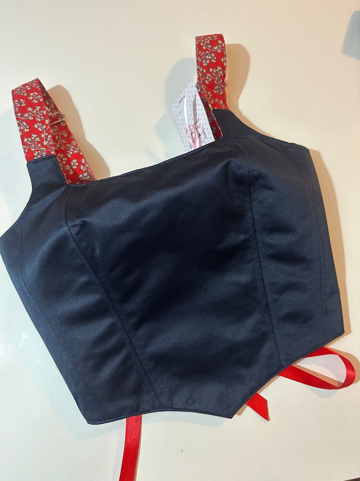 Floral & Red/Dark Blue - Reversible Corset Top - Sample Sale - XXS-XS
