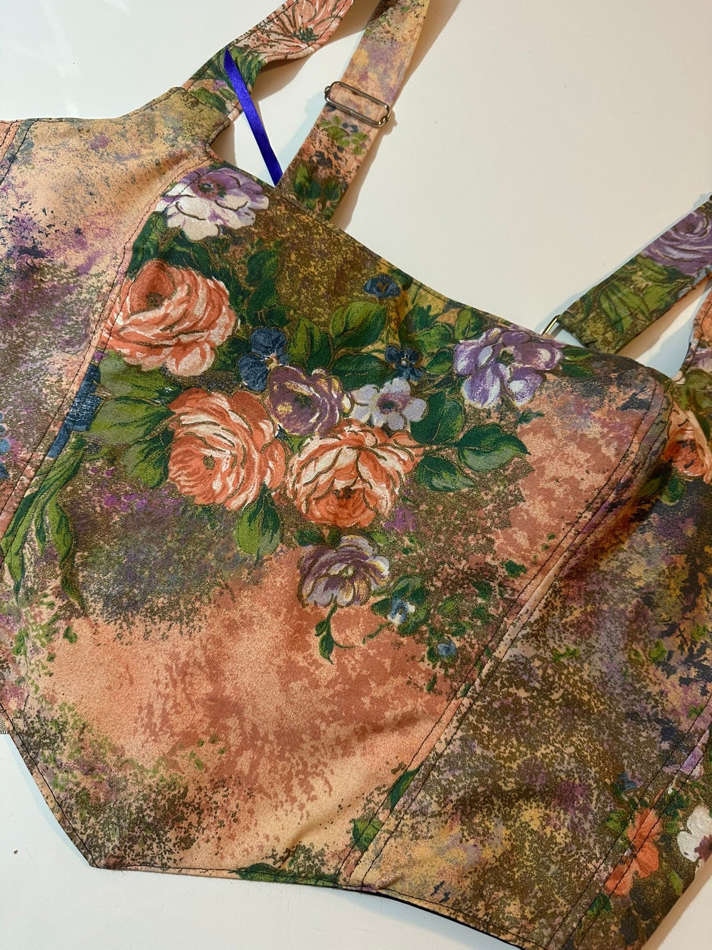 Floral & Blue - Reversible Corset Top - Sample Sale - XL-XXL