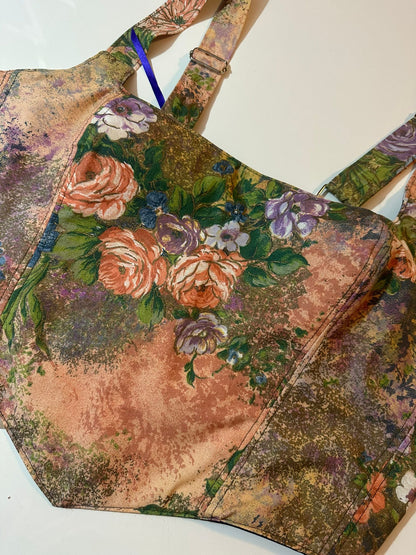 Floral & Blue - Reversible Corset Top - Sample Sale - XL-XXL