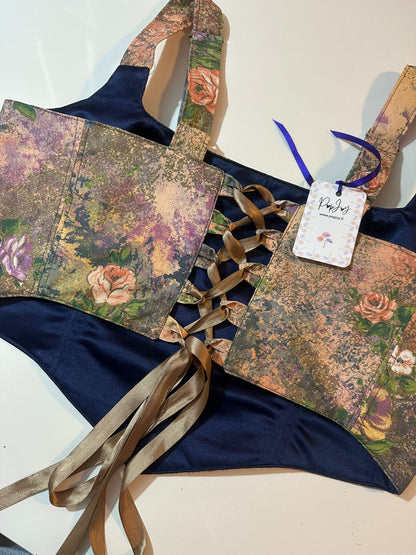 Floral & Blue - Reversible Corset Top - Sample Sale - XL-XXL