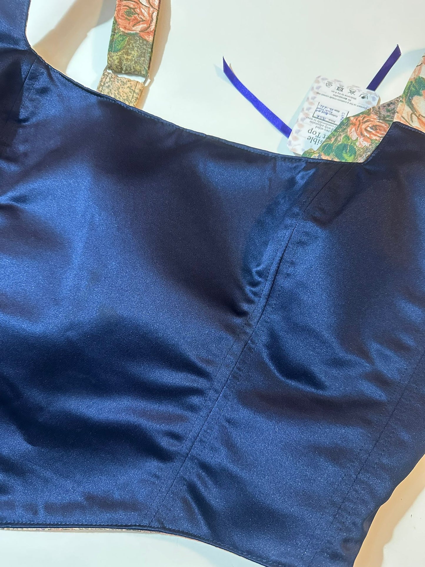 Floral & Blue - Reversible Corset Top - Sample Sale - XL-XXL