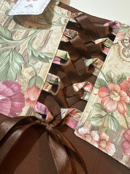 Floral & Brown - Reversible Corset Top - Sample Sale - XXS-XS