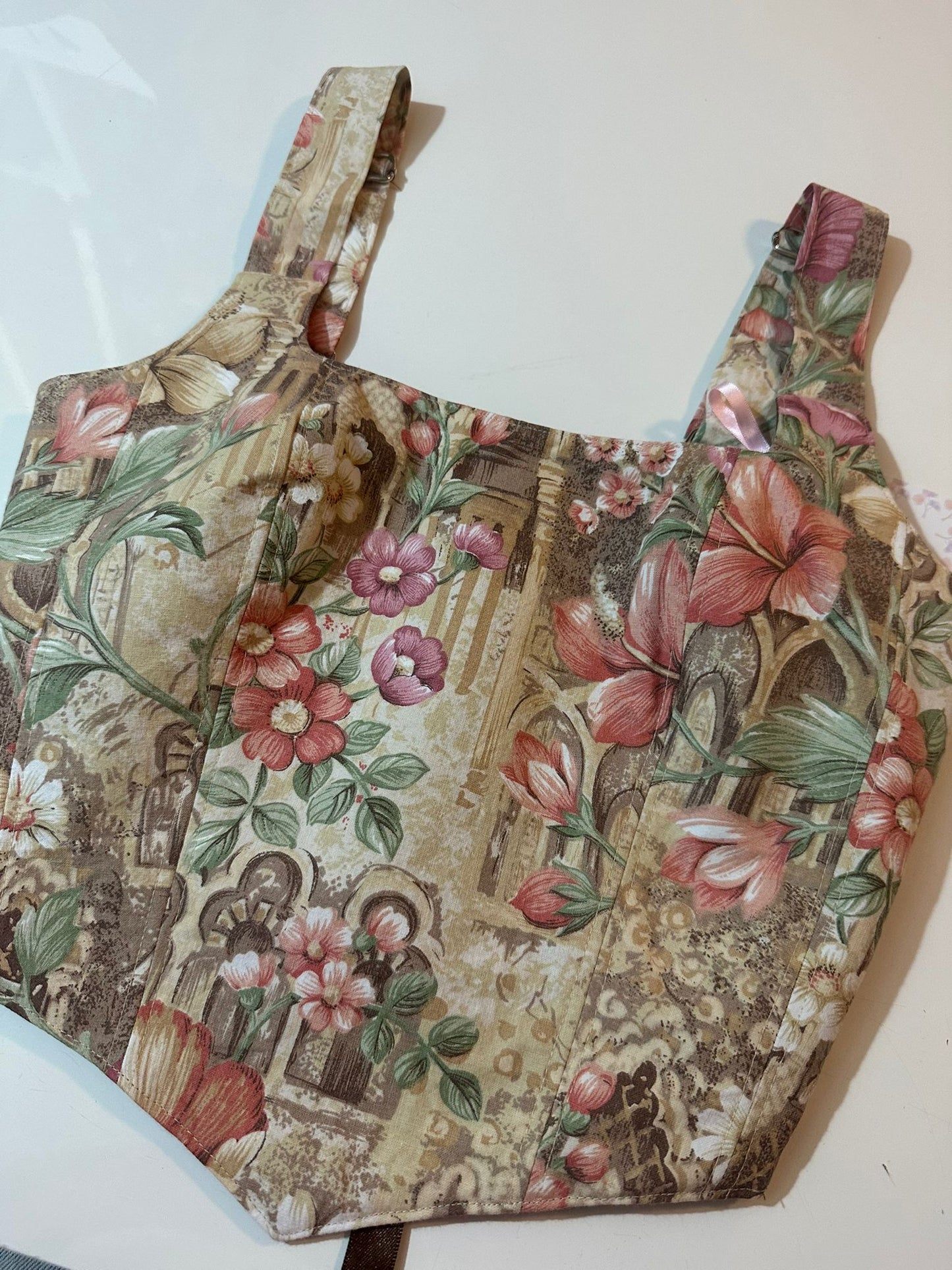 Floral & Brown - Reversible Corset Top - Sample Sale - XXS-XS