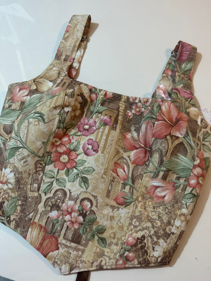 Floral &amp; Brown - Reversible Corset Top - Sample Sale - XXS-XS
