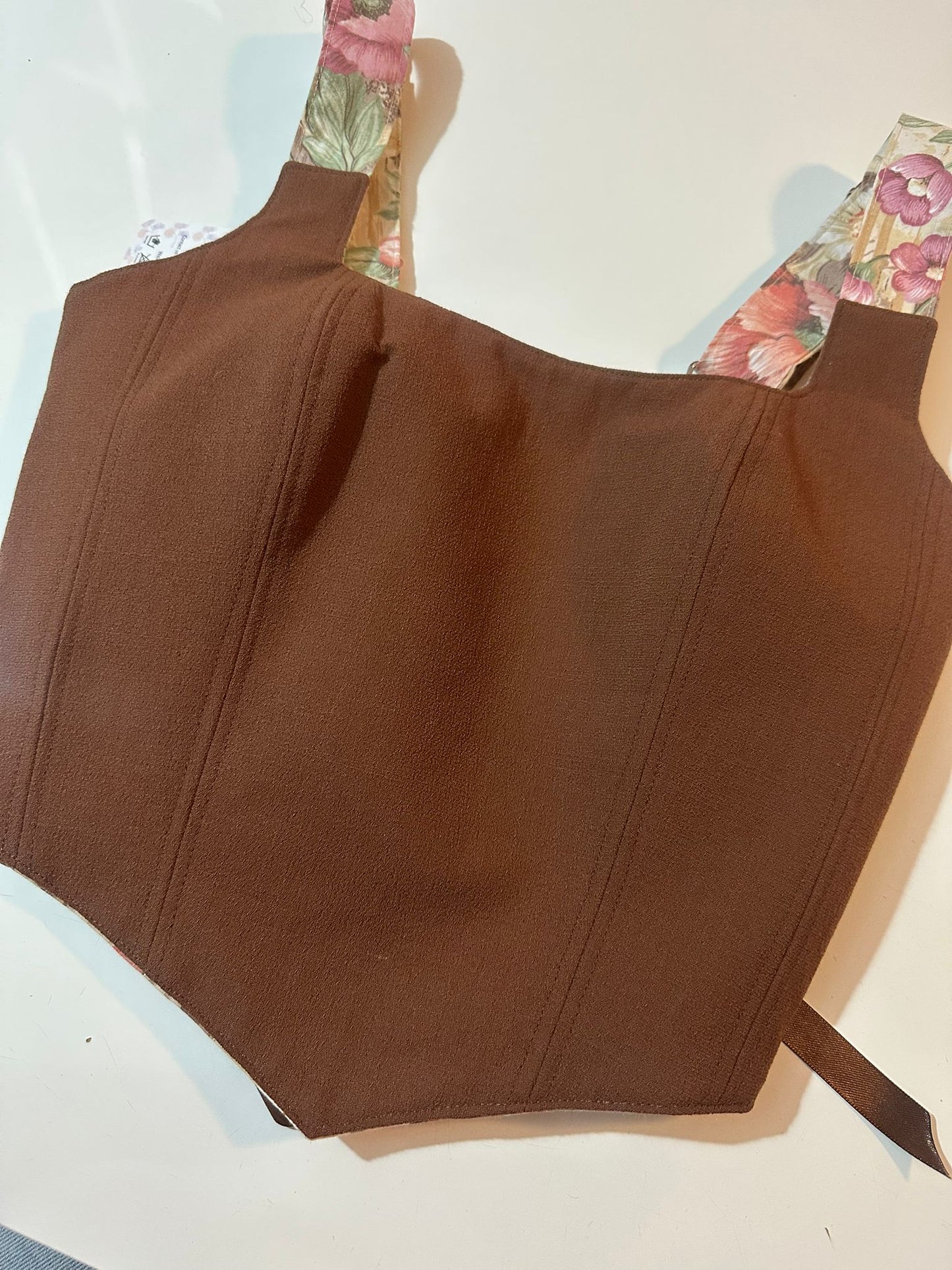 Floral & Brown - Reversible Corset Top - Sample Sale - XXS-XS