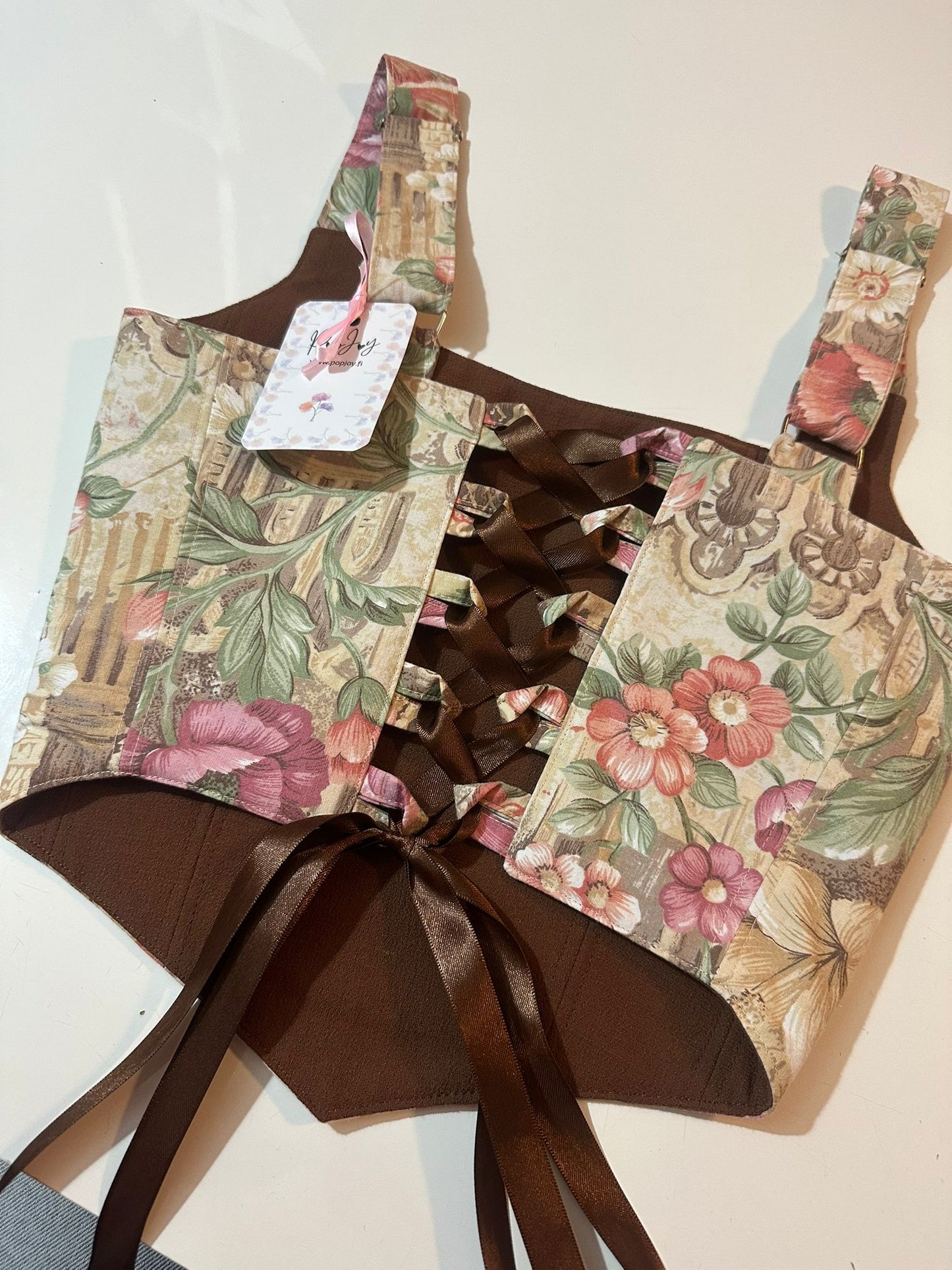 Floral & Brown - Reversible Corset Top - Sample Sale - XXS-XS