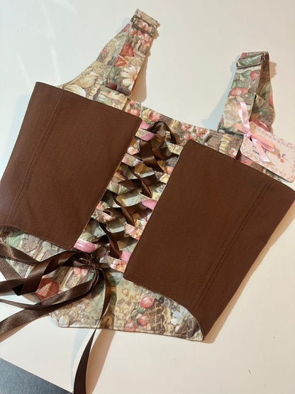 Floral & Brown - Reversible Corset Top - Sample Sale - XXS-XS