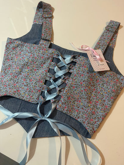 Floral & Denim - Reversible Corset Top - Sample Sale - S-M