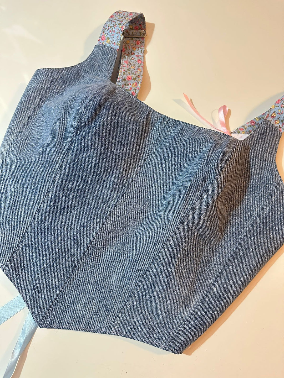 Floral &amp; Denim - Reversible Corset Top - Sample Sale - S-M