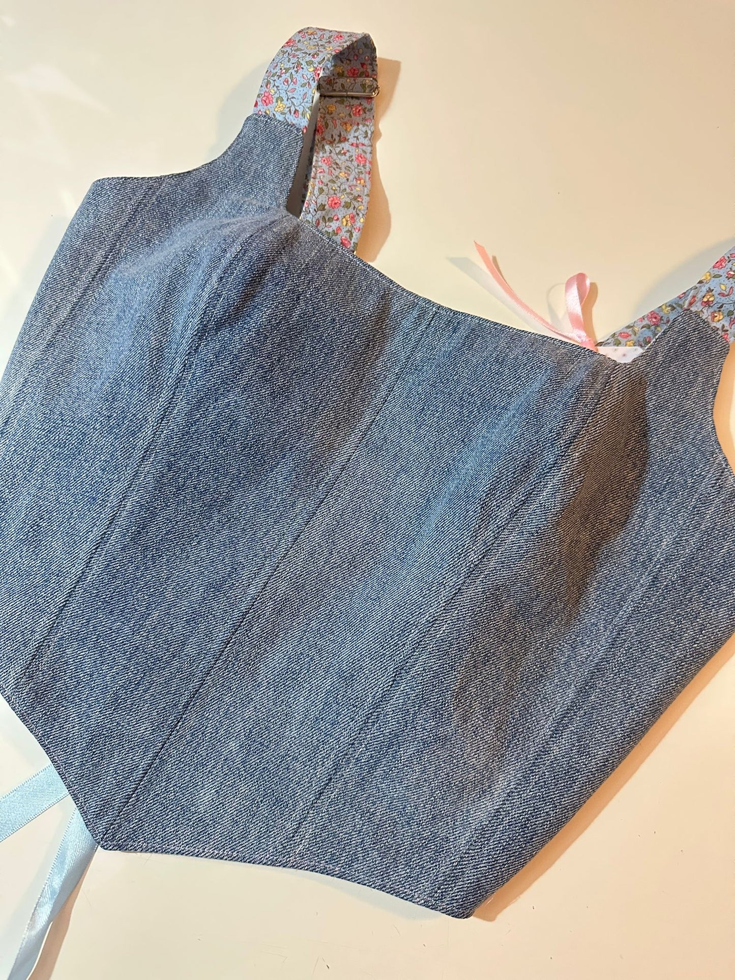 Floral & Denim - Reversible Corset Top - Sample Sale - S-M