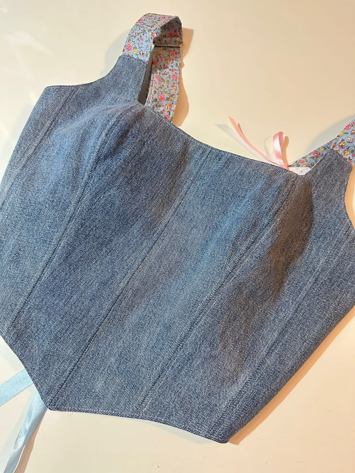 Floral &amp; Denim - Reversible Corset Top - Sample Sale - S-M