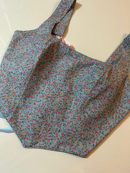 Floral & Denim - Reversible Corset Top - Sample Sale - S-M