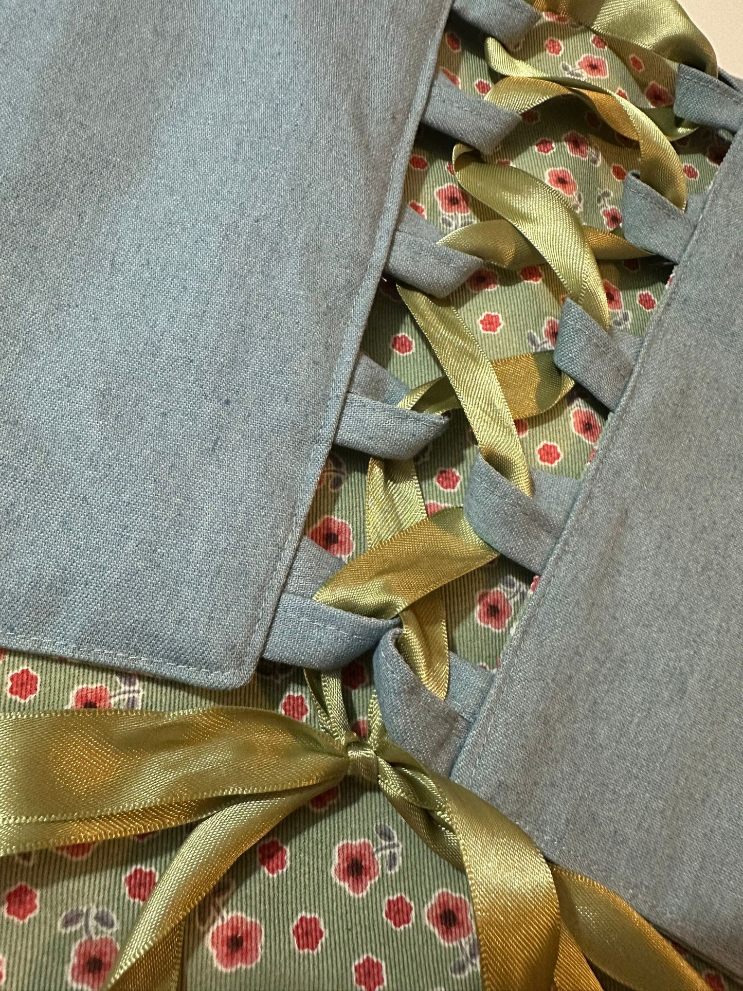Floral & Denim - Reversible Corset Top - Sample Sale - M-L (Slightly longer)