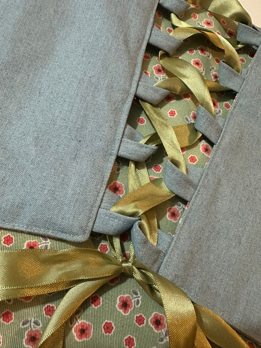 Floral & Denim - Reversible Corset Top - Sample Sale - M-L (Slightly longer)