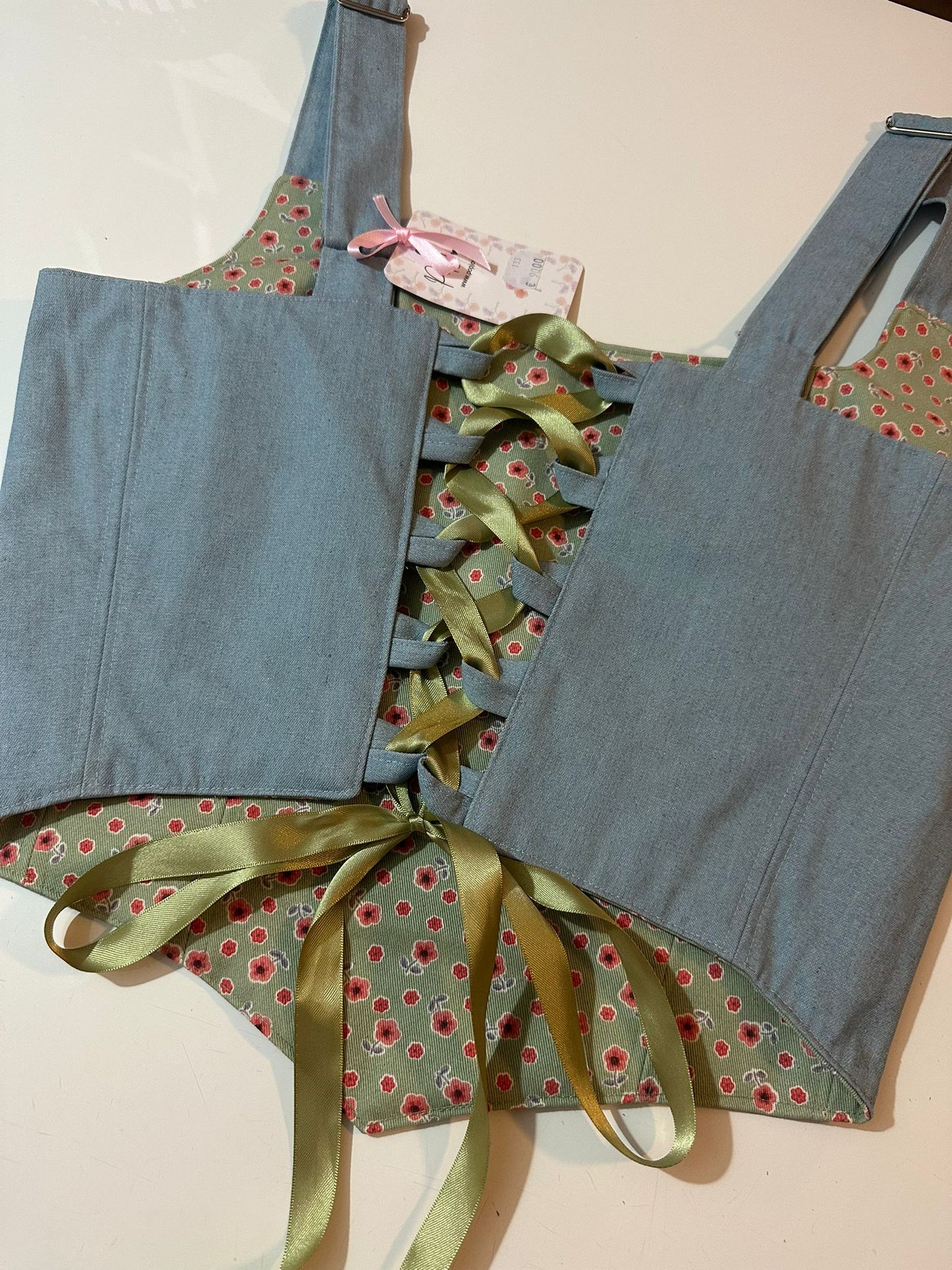 Floral & Denim - Reversible Corset Top - Sample Sale - M-L (Slightly longer)