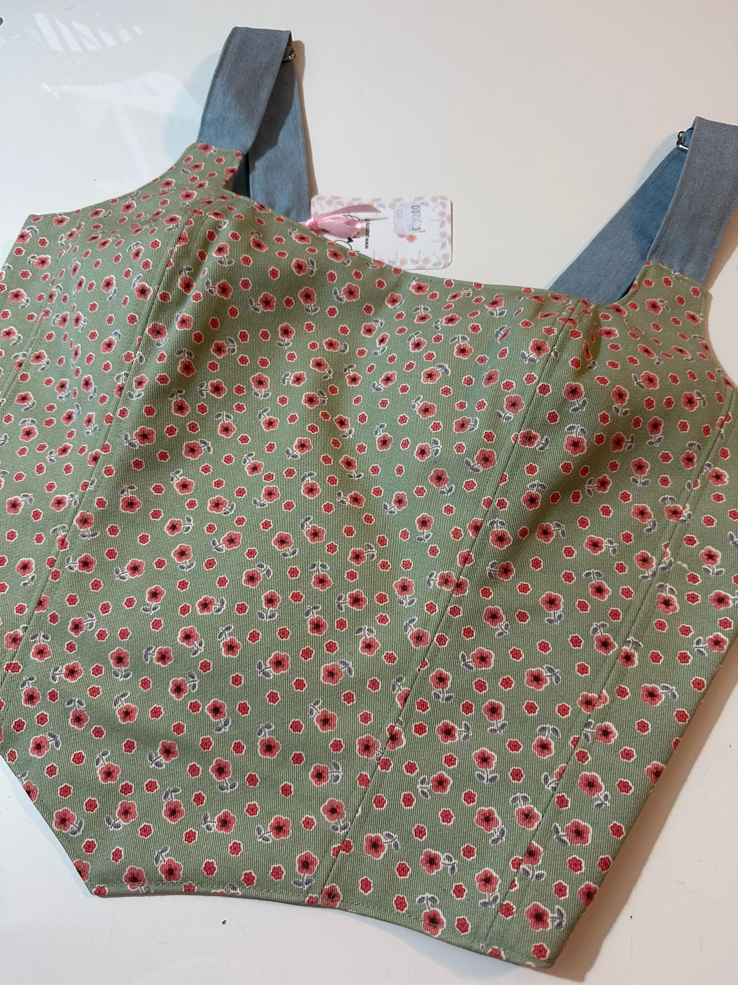 Floral & Denim - Reversible Corset Top - Sample Sale - M-L (Slightly longer)