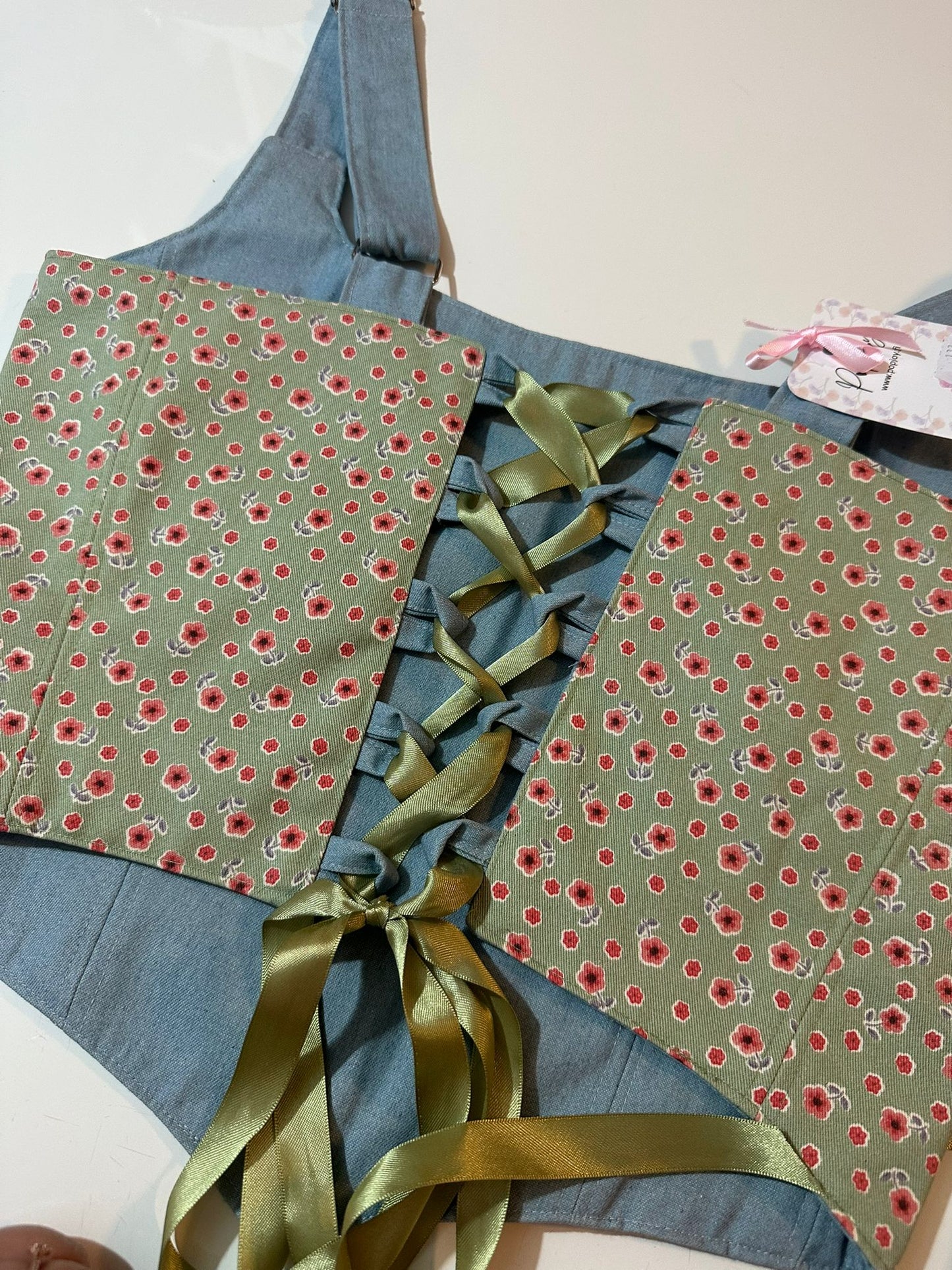 Floral & Denim - Reversible Corset Top - Sample Sale - M-L (Slightly longer)